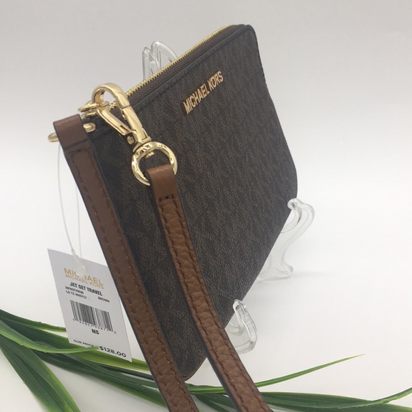 Michael Kors Jet Set Travel Brown Lg TZ Wristlet - Picture 3 of 8